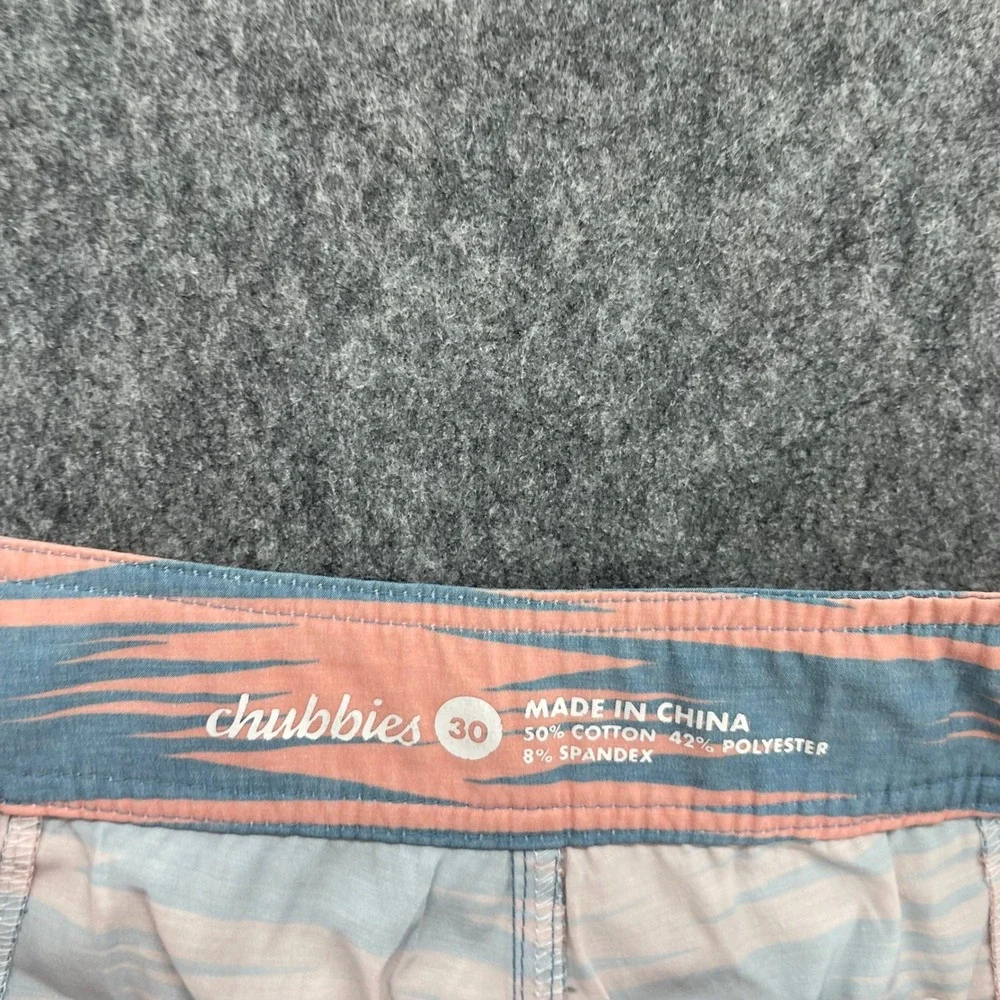 Chubbies Board Shorts Mens 30 Swim Trunks Peach Blue Ikat Pattern Stretch